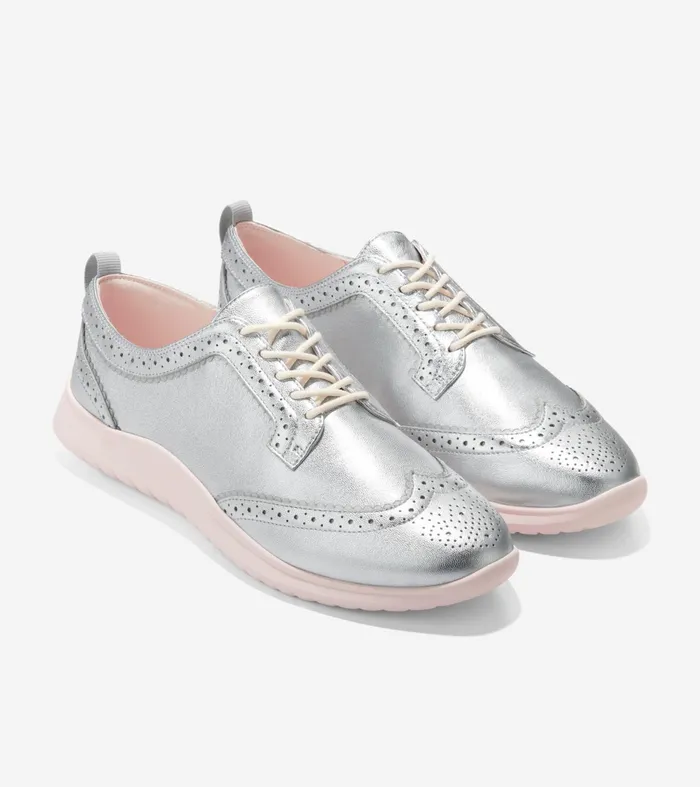 Women ZEROslashGRAND Meritt Wingtip Oxfords Silver Talcaprimrose Punk Cole Haan Oxfords