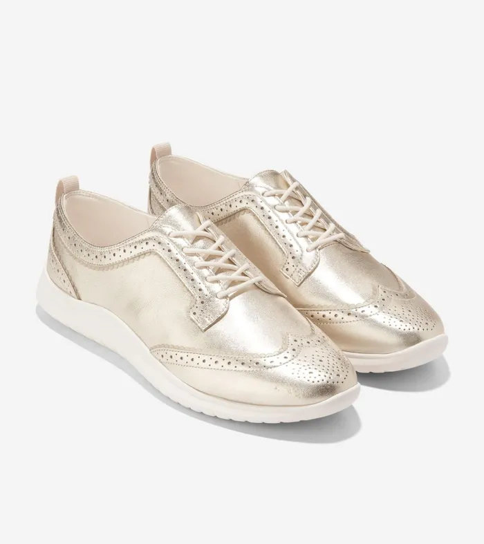 Women ZEROslashGRAND Merrit Wingtop Oxfords Gold Talcaivory Cole Haan Oxfords
