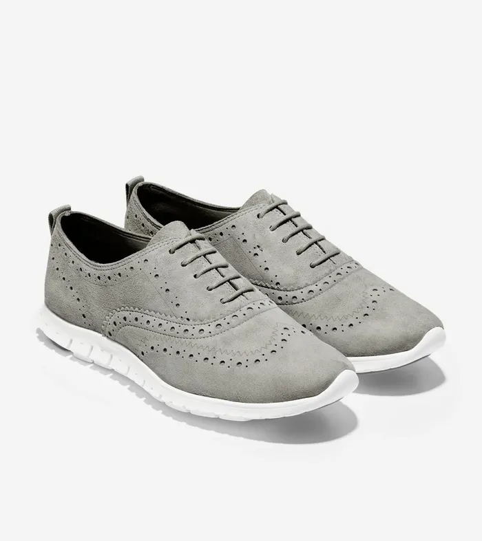 Women ZEROslashGRAND Wingtip Oxfords Ironstone Suedeoptic White Cole Haan Oxfords