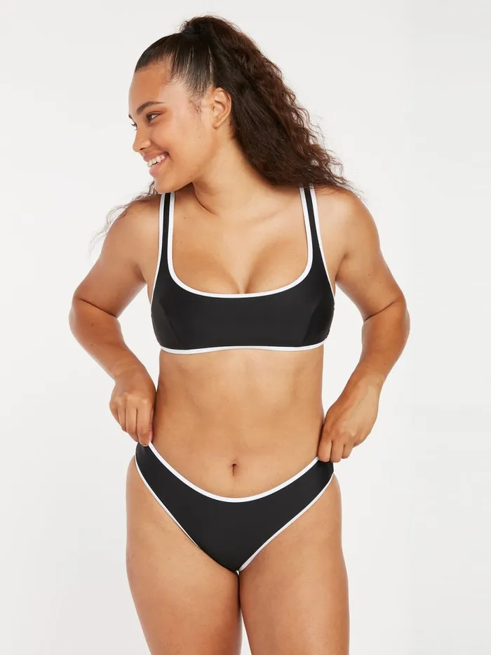 Womens Bikinis Volcom Coco Scoop Reversible Bikini Top 8211 Black Combo