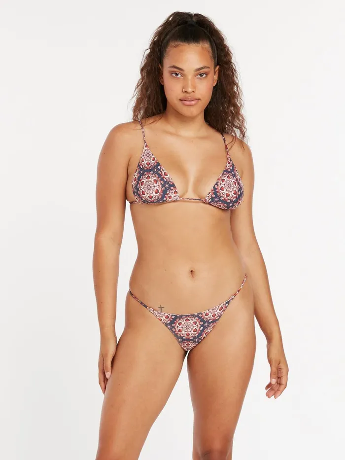 Womens Bikinis Volcom One In Medallion Reversible Skimpy Bikini Bottom 8211 Midnight Blue
