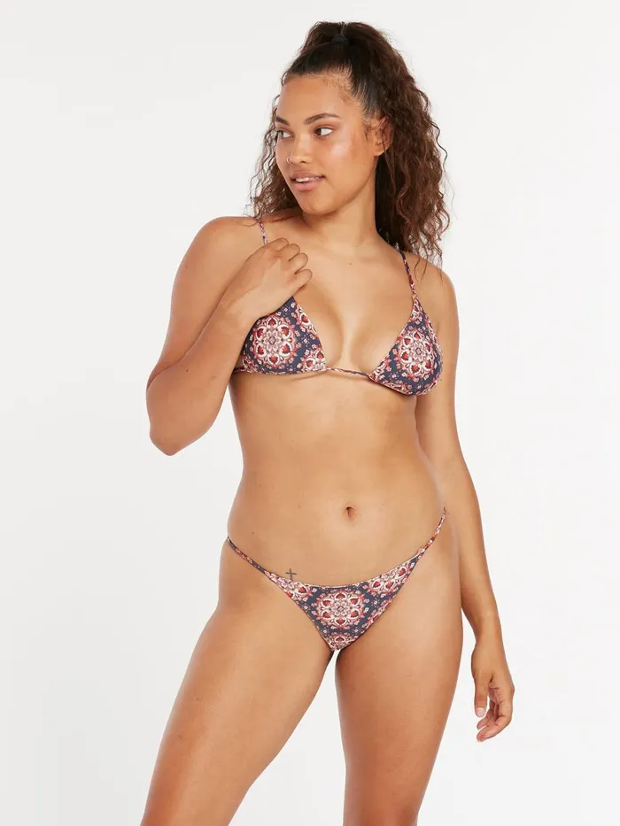 Womens Bikinis Volcom One In Medallion Reversible Triangle Bikini Top 8211 Midnight Blue