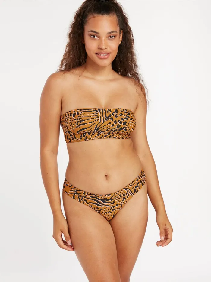 Womens Bikinis Volcom Running Wild Cheekini Bikini Bottom 8211 Animal Print