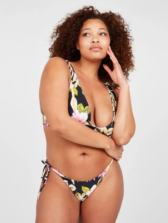 Womens Bikinis Volcom Shore Can Skimpy Bikini Bottom 8211 Black