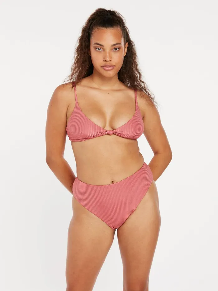 Womens Bikinis Volcom Simply Rib Retro Bikini Bottom 8211 Dusty Rose