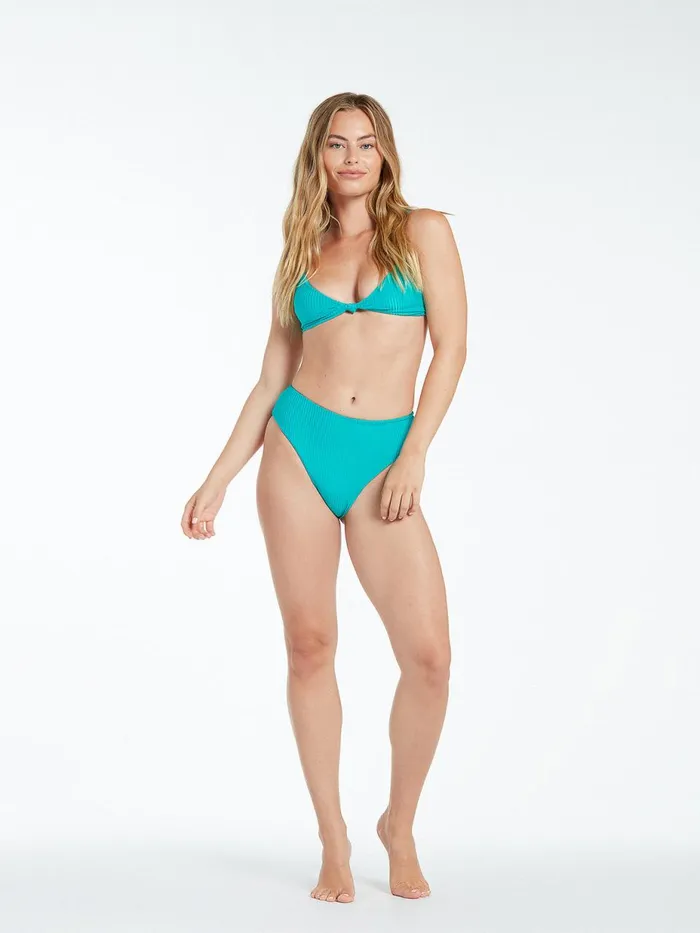 Womens Bikinis Volcom Simply Rib Retro Bikini Bottom 8211 Teal