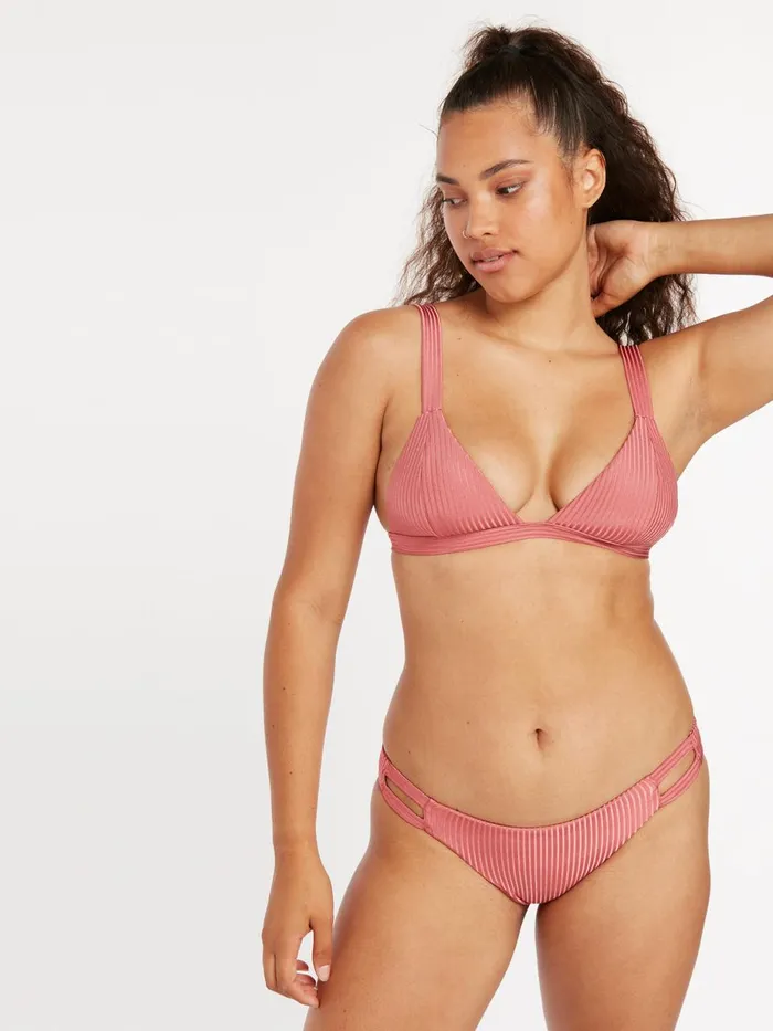 Womens Bikinis Volcom Simply Rib Triangle Bikini Top 8211 Dusty Rose