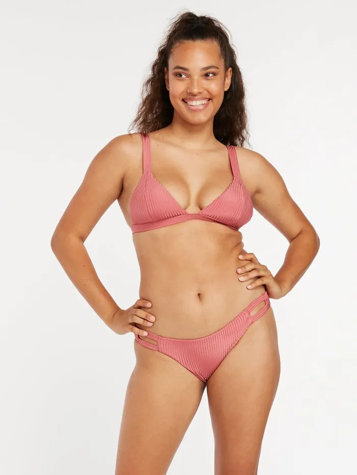 Womens Bikinis Volcom Simply Rib Triangle Bikini Top 8211 Dusty Rose