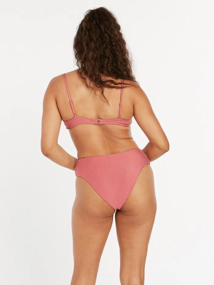 Womens Bikinis Volcom Simply Rib V Neck Bikini Top 8211 Dusty Rose