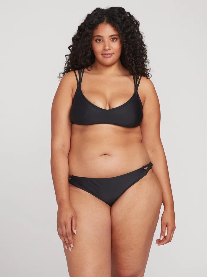 Womens Bikinis Volcom Simply Solid V Neck Bikini Top Plus Size 8211 Black