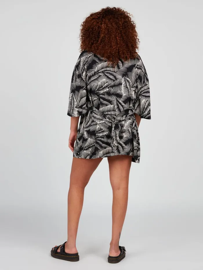 Womens Cover Ups Volcom Wanna Have Sun Robe 8211 Black White