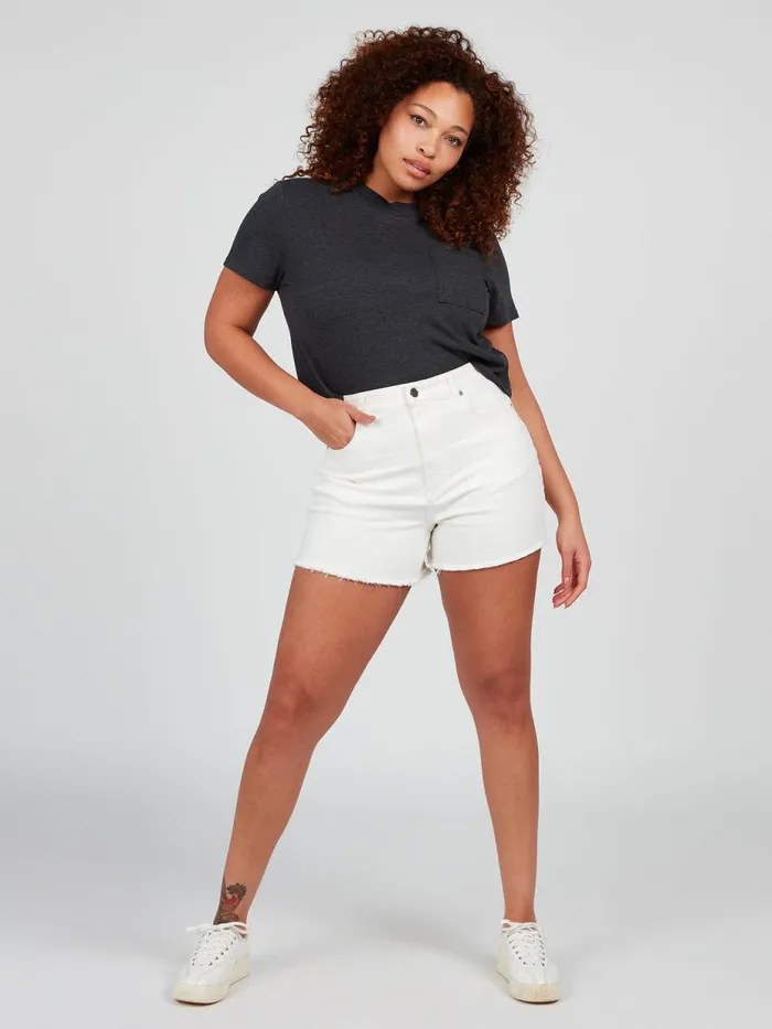 Womens Denim Volcom Stone Step High Rise Denim Shorts 8211 Star White