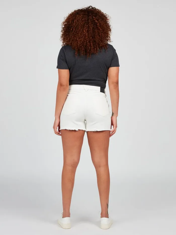 Womens Denim Volcom Stone Step High Rise Denim Shorts 8211 Star White