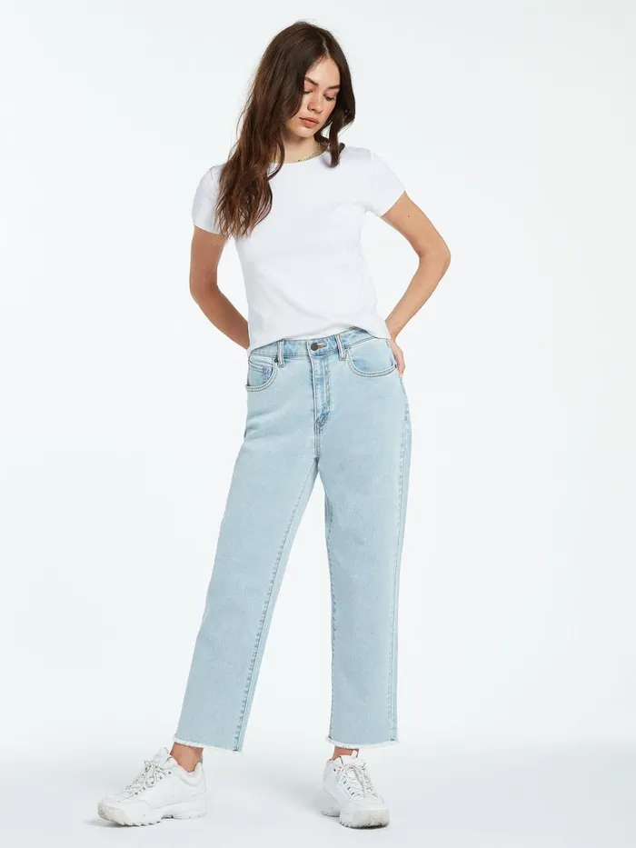 Womens Denim Volcom Stone Step High Rise Jeans 8211 Thrifter Blue Light
