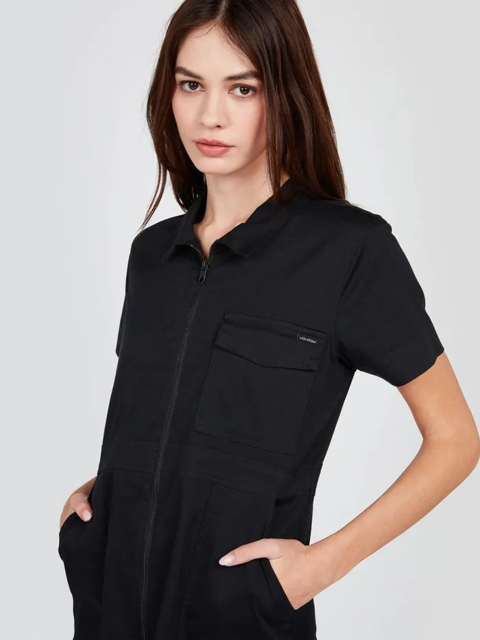 Womens Dresses Volcom Frochickie Utility Dress 8211 Black