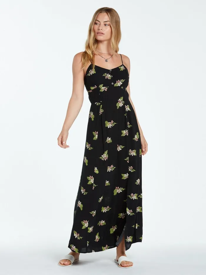 Womens Dresses Volcom Stormy Tropix Maxi Dress 8211 Black