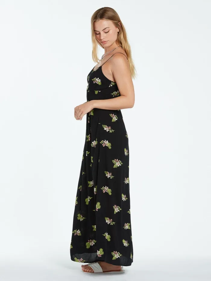 Womens Dresses Volcom Stormy Tropix Maxi Dress 8211 Black