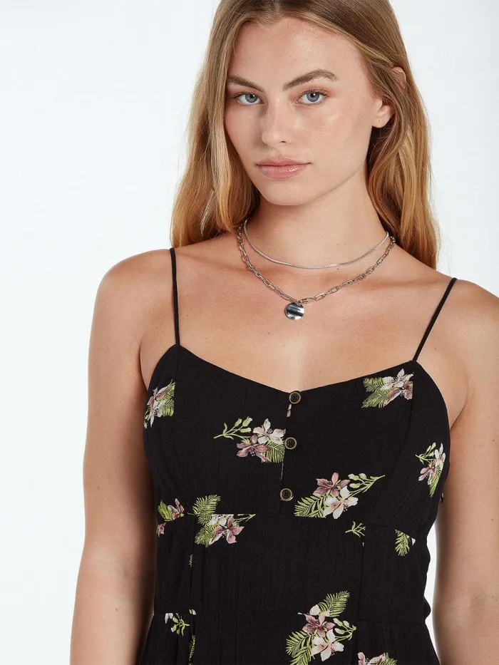 Womens Dresses Volcom Stormy Tropix Maxi Dress 8211 Black