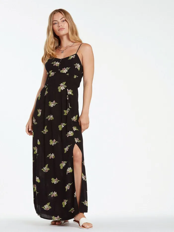 Womens Dresses Volcom Stormy Tropix Maxi Dress 8211 Black