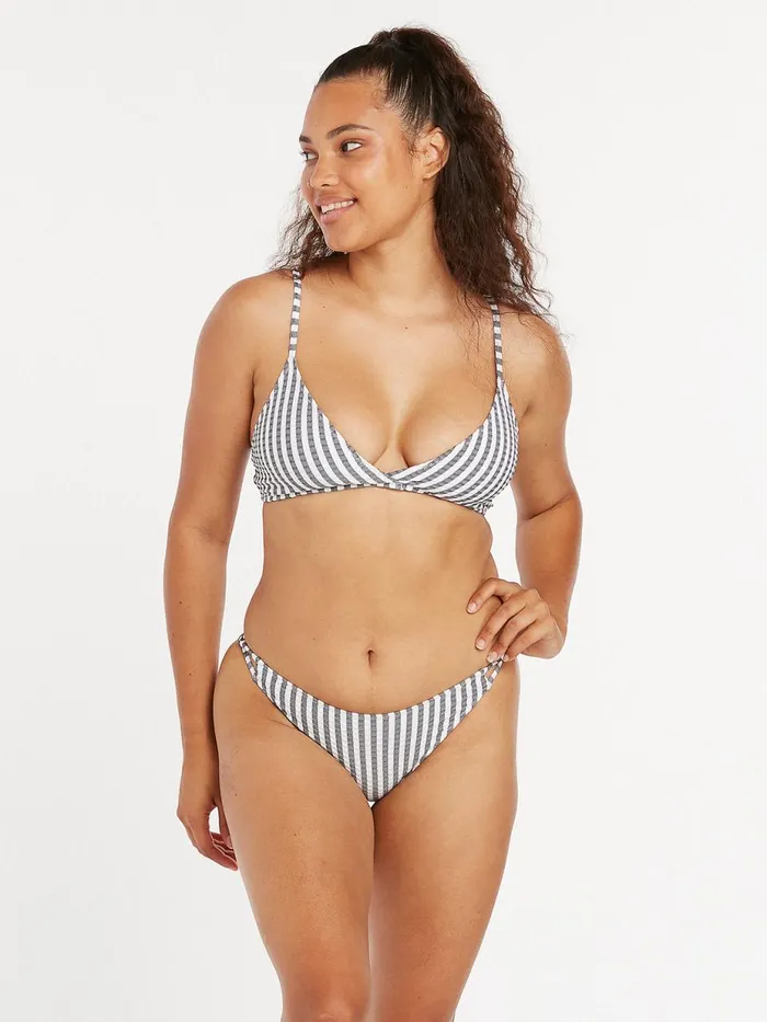 Womens EcoTrue Swim Volcom Drop A Line V Neck Bikini Top 8211 Black Combo
