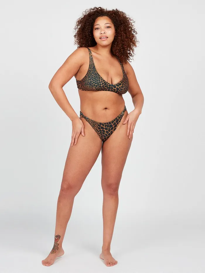Womens EcoTrue Swim Volcom Gone Wild V Neck Bikini Top 8211 Animal Print