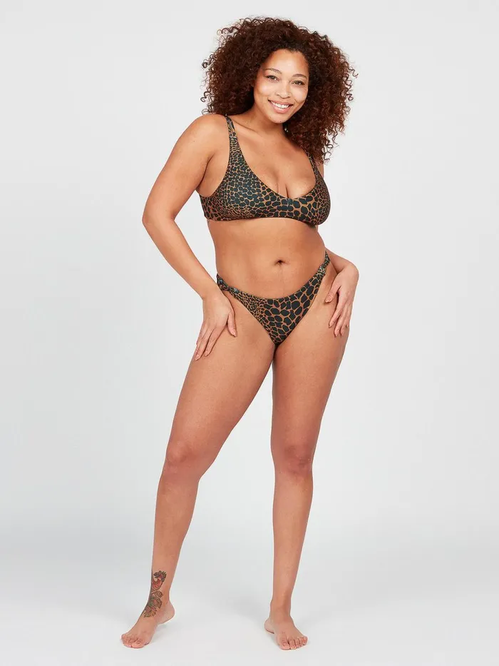 Womens EcoTrue Swim Volcom Gone Wild V Neck Bikini Top 8211 Animal Print
