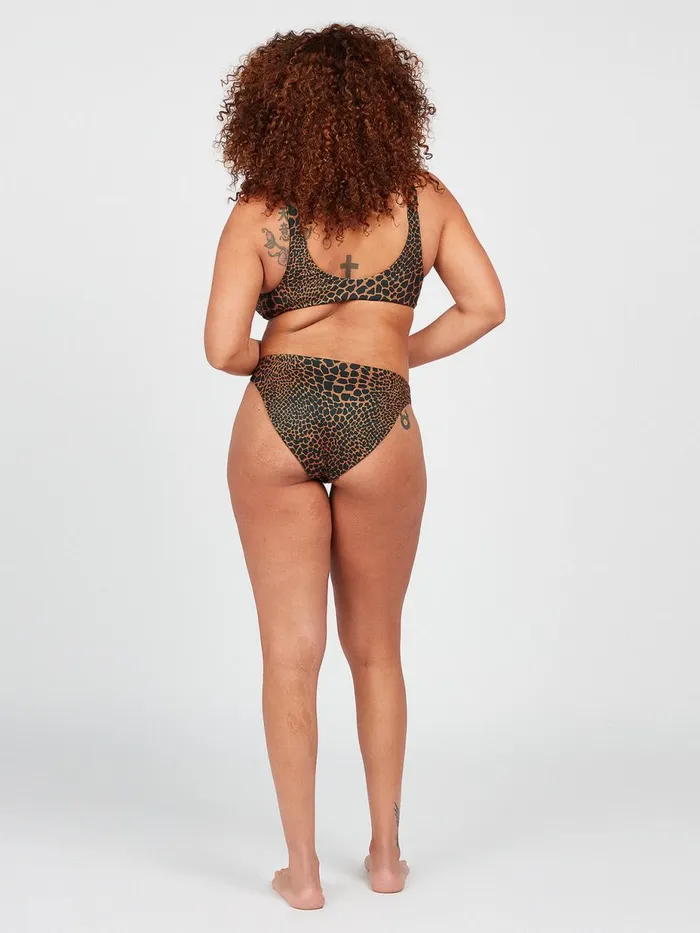 Womens EcoTrue Swim Volcom Gone Wild V Neck Bikini Top 8211 Animal Print