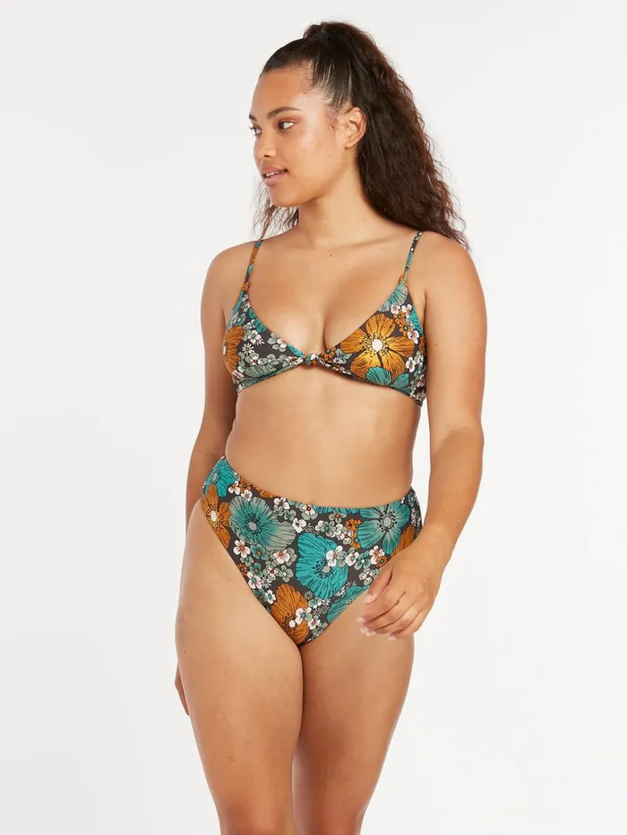 Womens EcoTrue Swim Volcom Nothing Bud Love V Neck Bikini Top 8211 Jade