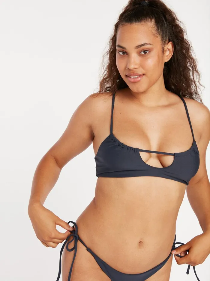Womens EcoTrue Swim Volcom Simply Seamless Scoop Bikini Top 8211 Midnight Blue