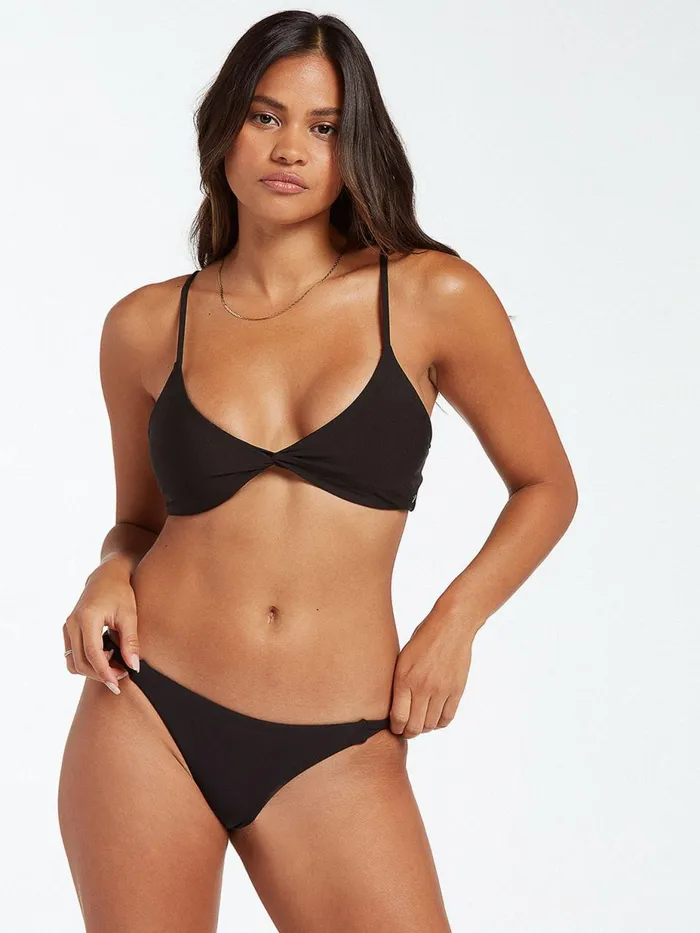Womens EcoTrue Swim Volcom Simply Seamless V Neck Bikini Top 8211 Black