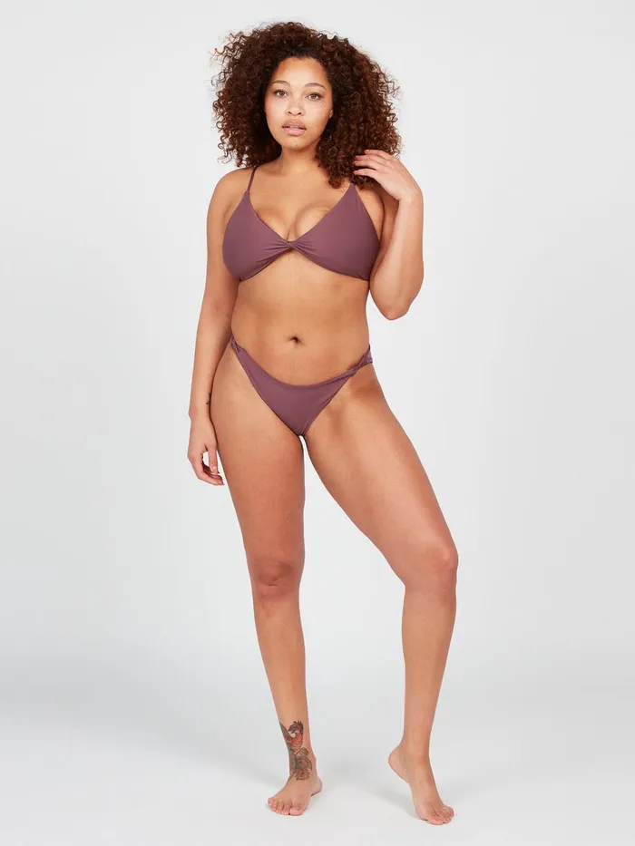 Womens EcoTrue Swim Volcom Simply Seamless V Neck Bikini Top 8211 Eggplant