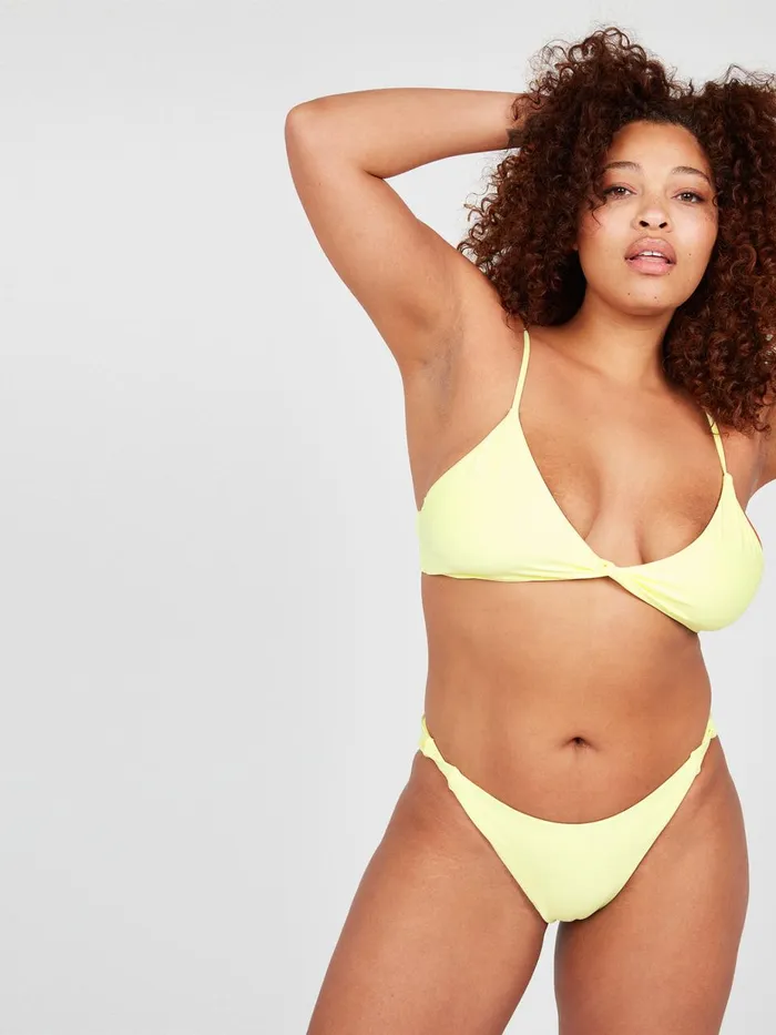 Womens EcoTrue Swim Volcom Simply Seamless V Neck Bikini Top 8211 Lime Ice