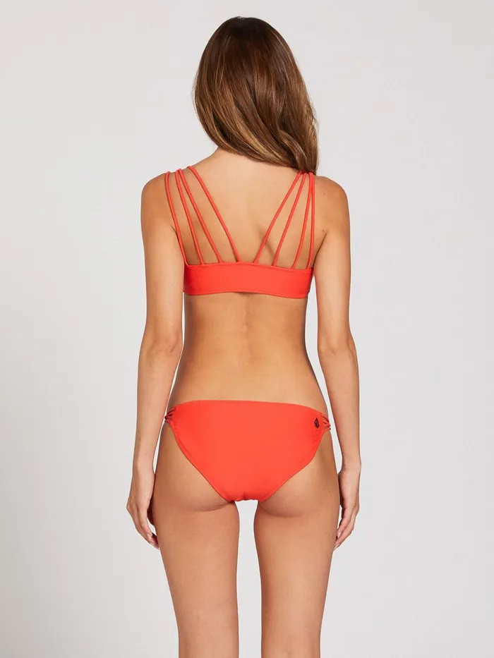 Womens EcoTrue Swim Volcom Simply Solid Full Bikini Bottom 8211 Electric Coral
