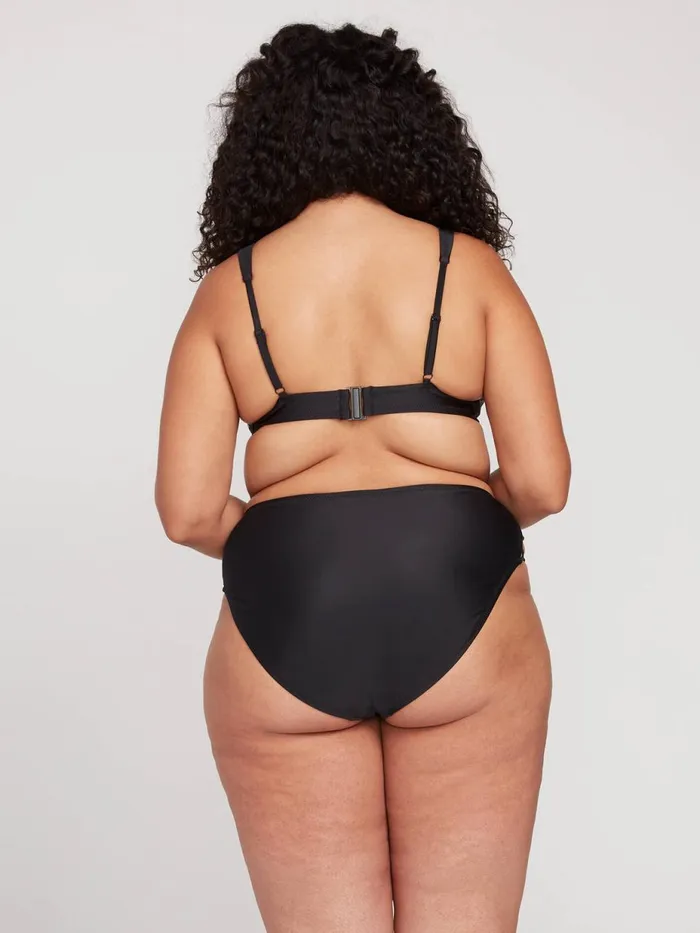 Womens EcoTrue Swim Volcom Simply Solid Retro Bikini Bottom Plus Size 8211 Black