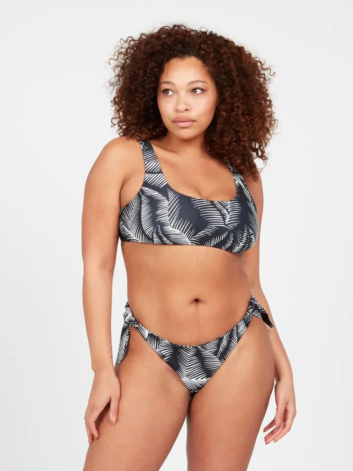 Womens EcoTrue Swim Volcom Stay Or Leaf Tie Side Hipster Plus Size Bikini Bottom 8211 Black