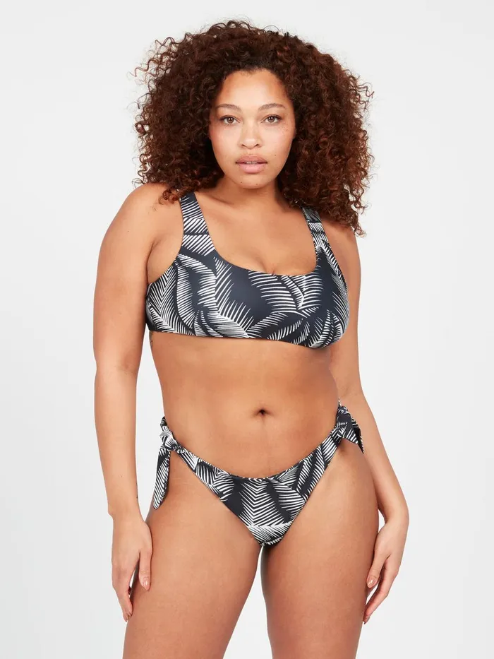 Womens EcoTrue Swim Volcom Stay Or Leaf Tie Side Hipster Plus Size Bikini Bottom 8211 Black