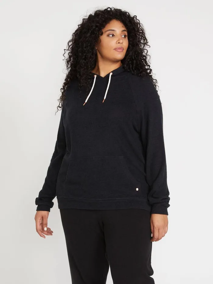 Womens Hoodies and Sweatshirts Volcom Lived In Lounge Plus Size Hoodie 8211 Black