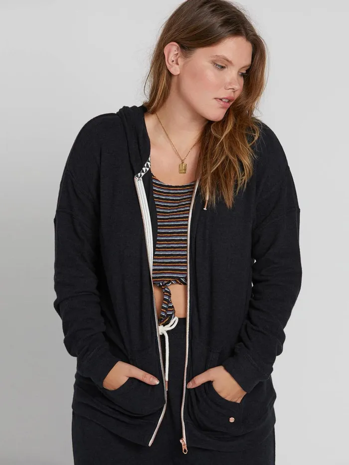 Womens Hoodies and Sweatshirts Volcom Lived In Lounge Plus Size Zip Up 8211 Black Womens Hoodies and Sweatshirts Volcom Lived In Lounge Plus Size Zip Up 8211 Black