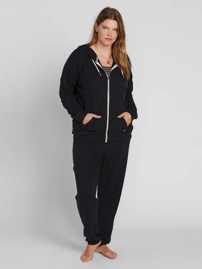 Womens Hoodies and Sweatshirts Volcom Lived In Lounge Plus Size Zip Up 8211 Black