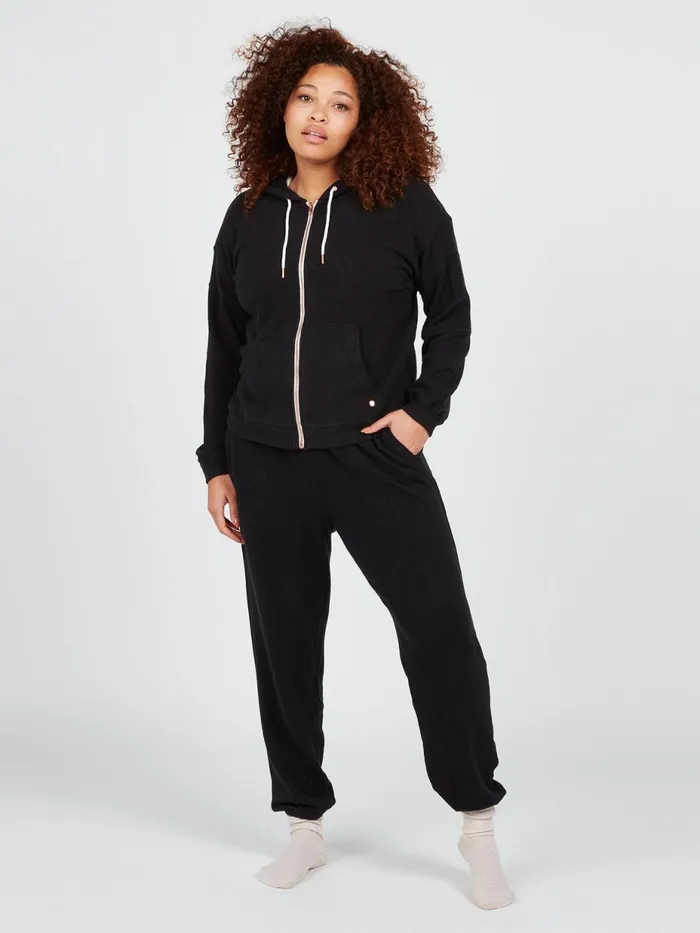 Womens Hoodies and Sweatshirts Volcom Lived In Lounge Plus Size Zip Up 8211 Black
