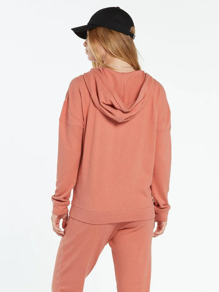 Womens Hoodies and Sweatshirts Volcom Lived In Lounge Zip Fleece 8211 Light Mauve
