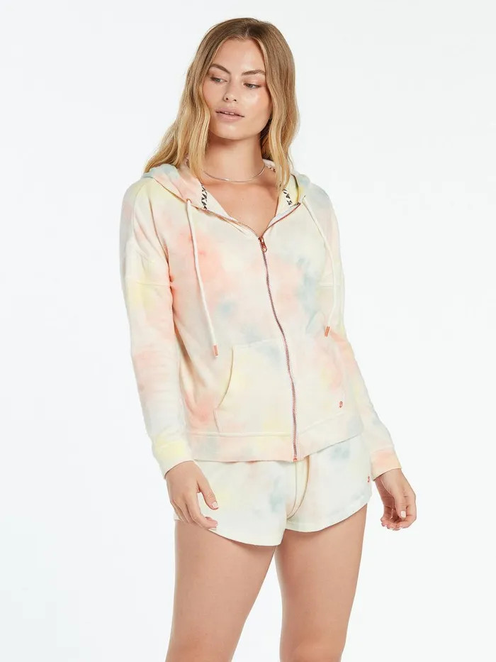 Womens Hoodies and Sweatshirts Volcom Lived In Lounge Zip Fleece 8211 Multi
