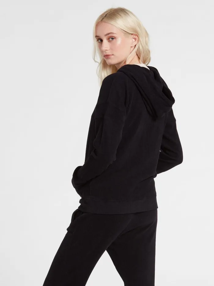 Womens Hoodies and Sweatshirts Volcom Lived In Lounge Zip Sweatshirt 8211 Black