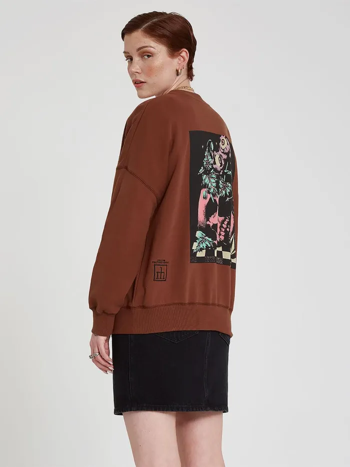 Womens Hoodies and Sweatshirts Volcom MAX LOEFFLER FA CREW 8211 BROWN Womens Hoodies and Sweatshirts Volcom MAX LOEFFLER FA CREW 8211 BROWN