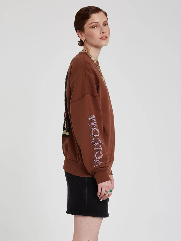 Womens Hoodies and Sweatshirts Volcom MAX LOEFFLER FA CREW 8211 BROWN Womens Hoodies and Sweatshirts Volcom MAX LOEFFLER FA CREW 8211 BROWN