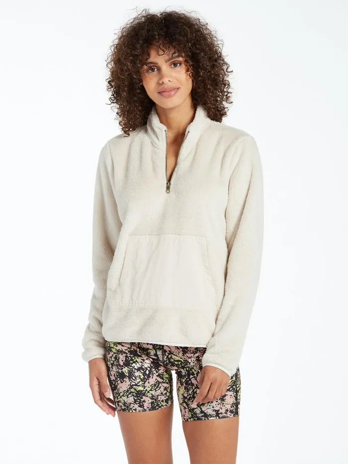 Womens Hoodies and Sweatshirts Volcom Pheelin Phuzzy Mock Neck 8211 Bone