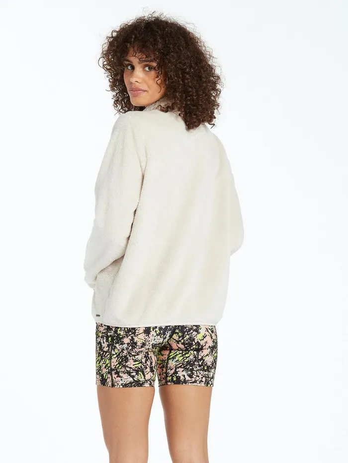 Womens Hoodies and Sweatshirts Volcom Pheelin Phuzzy Mock Neck 8211 Bone
