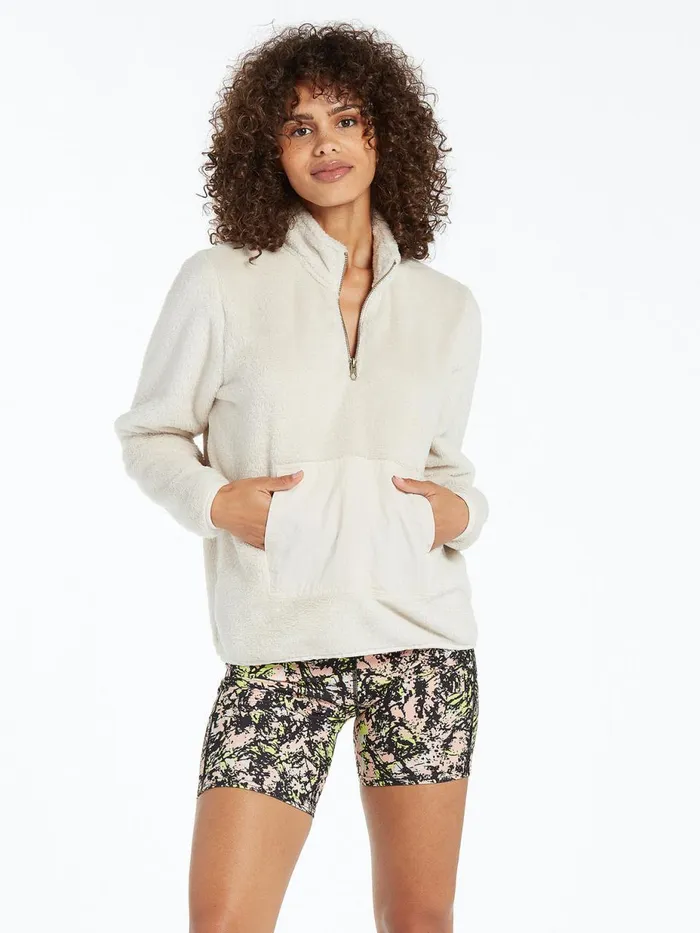 Womens Hoodies and Sweatshirts Volcom Pheelin Phuzzy Mock Neck 8211 Bone