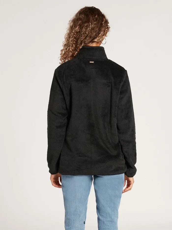 Womens Hoodies and Sweatshirts Volcom Pheelin Phuzzy Zip Jacket 8211 Black