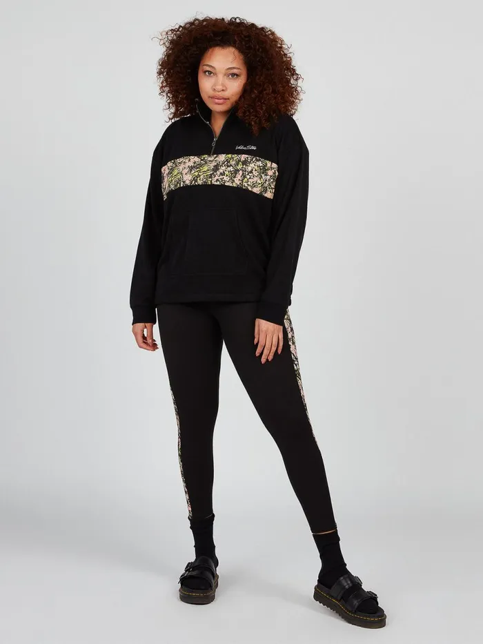 Womens Hoodies and Sweatshirts Volcom Stone Stacked Mock Neck 8211 Black